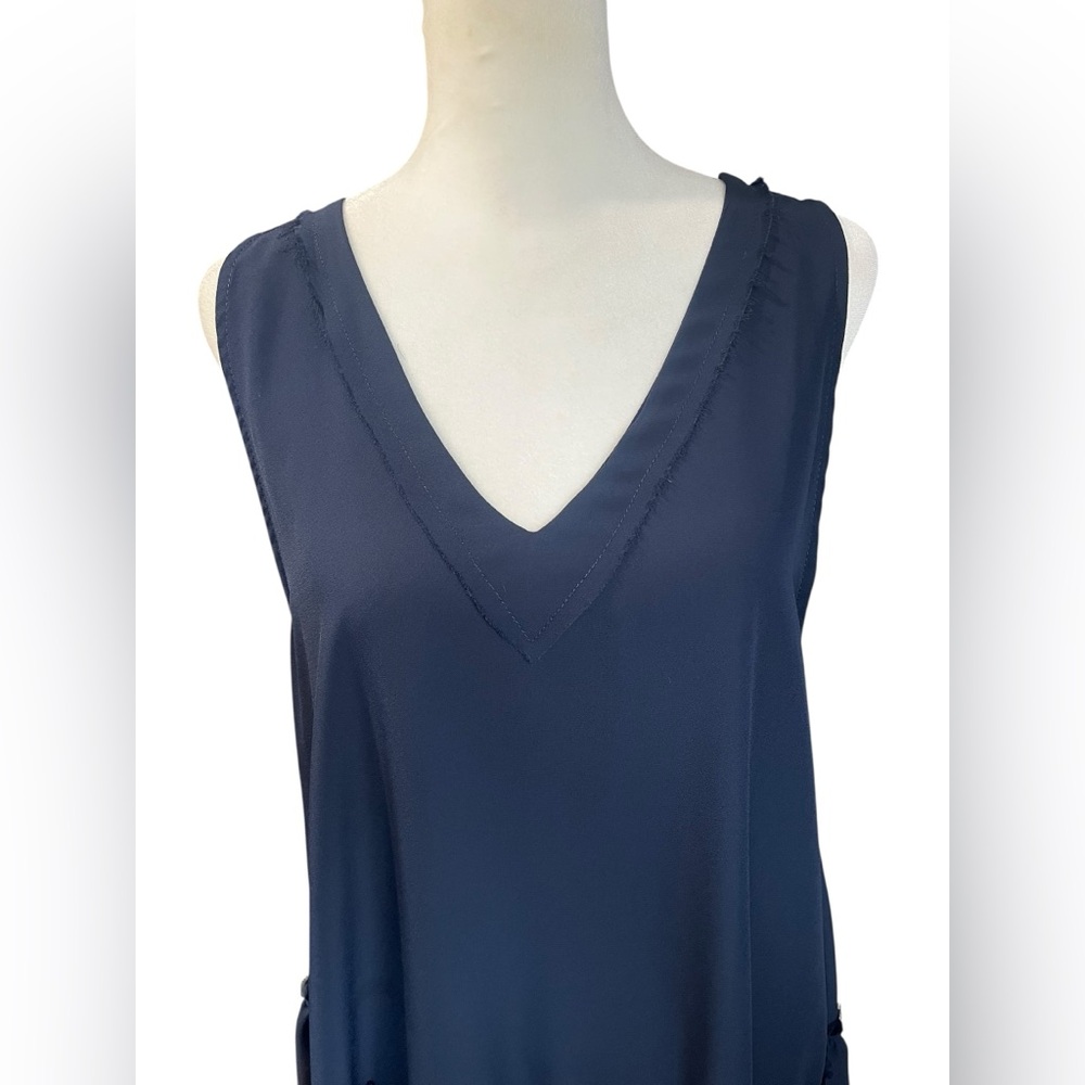 Aerie Navy Blue Sleeveless Swing Ruffle Dress - Medium - Picture 4 of 7